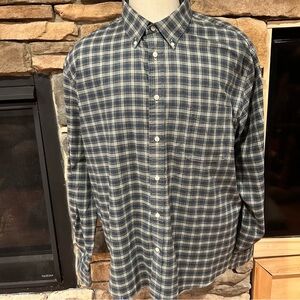 Ralph Lauren Navy and White and‎ green Checkered Shirt men’s size 2 XL